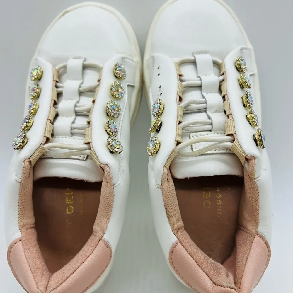 KURT GEIGER GIRLS SLIP ON MINI LAVIAH SNEAKERS WITH CRYSTAL ACCENTS SIZE 11 MOS